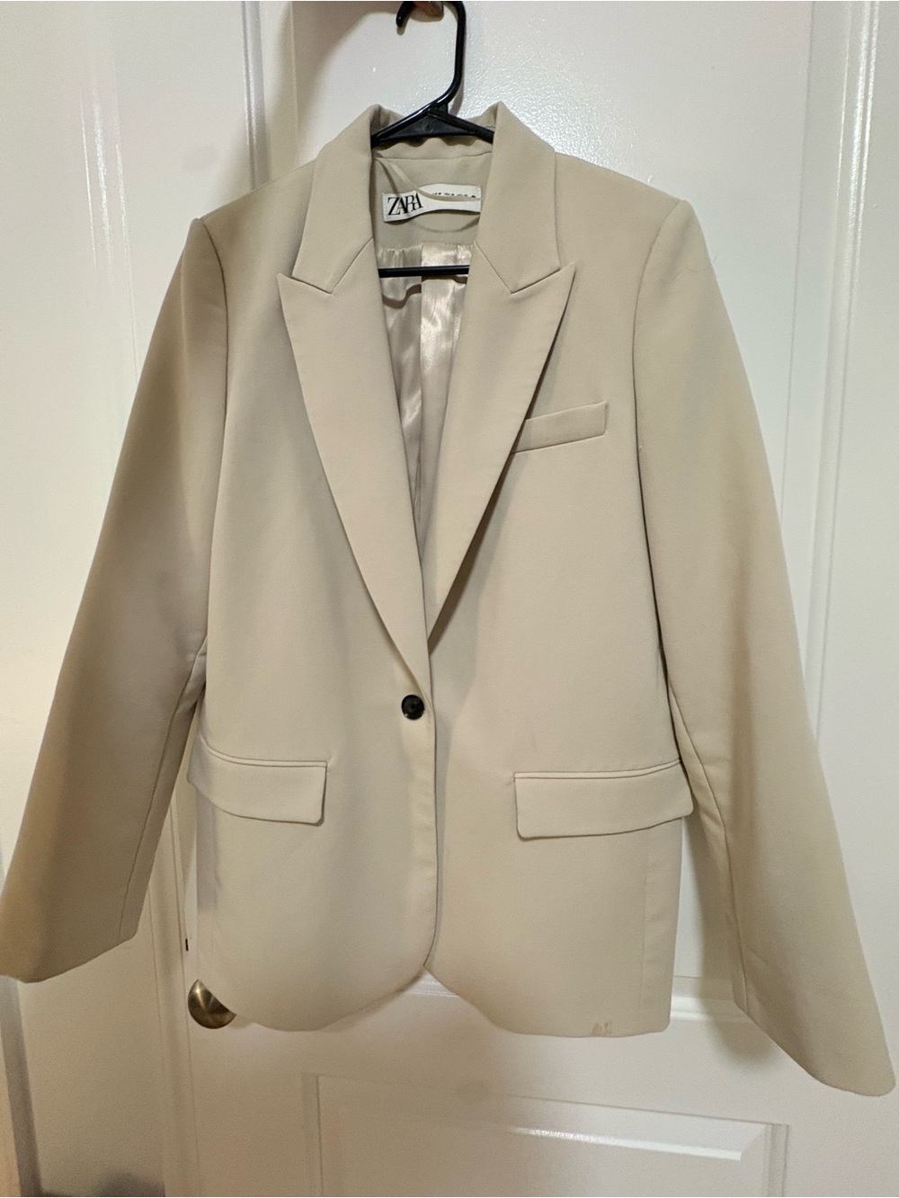 Zara Beige Single-Button Blazer